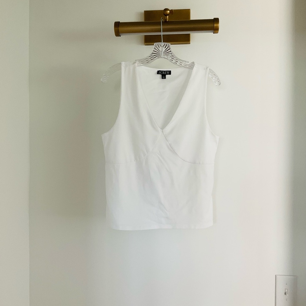 J. Crew White V-Neck Top, Size L